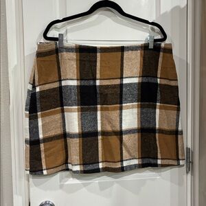 Plaid Mini Skirt in Brown and Black